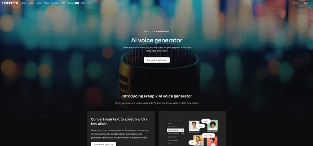 AI Voice Generator By Freepik