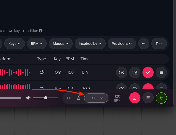 Transpose samples to match your track