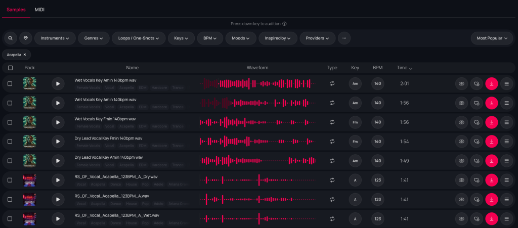 Download Studio Quality Acapellas for Your Tracks